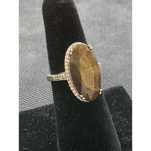 BBJ 925 Sterling Silver ring size 6 faceted gemstone Vintage estate jewelry